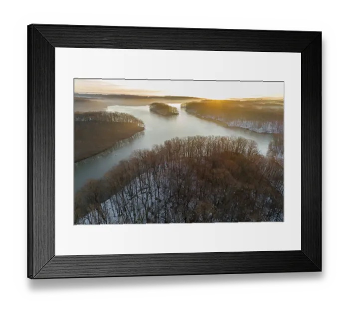 Framed Print : Aerial view of lake Stephen A. Forbes State Park, Marion County, Illinois