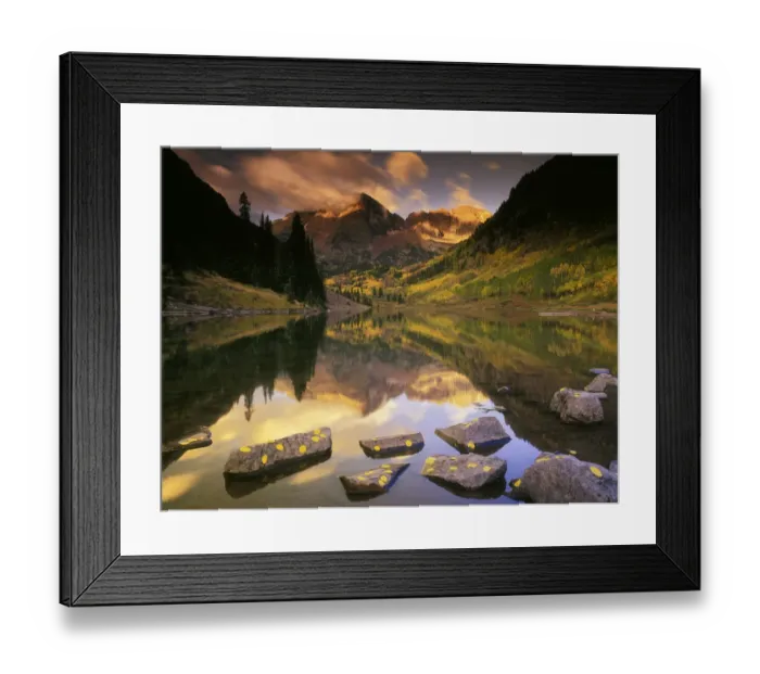 Framed Print : Sunrise on the Maroon Bells, Rocky Mountains, near Aspen Colorado