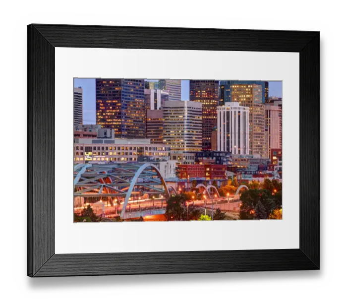 Framed Print : Speer Boulevard bridge leads to downtown Denver Colorado