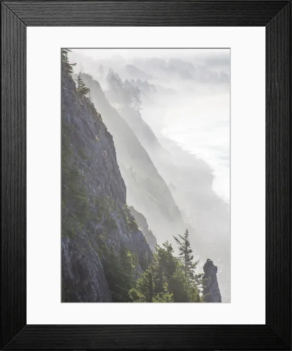 Framed Print : USA, Oregon, Oswald West State Park and cliff bluffs looking towards Manzanita with Framed Print : USA, Oregon, Oswald West State Park and cliff bluffs looking towards Manzanita with