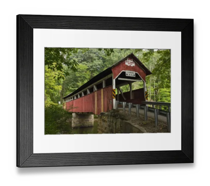 Framed Print : Lower Humbert Covered Bridge. Spanning Laurel Hill Creek. Laurel Highlands, Pennsylvania