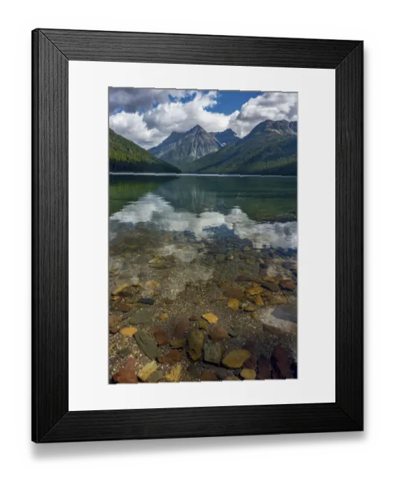 Framed Print : Quartz Lake with Vulture Peak in Glacier National Park, Montana, USA