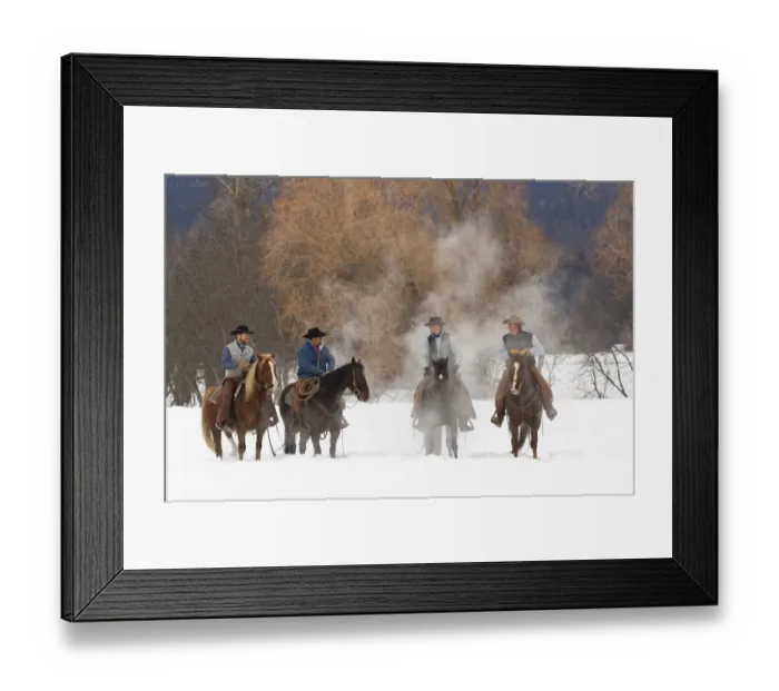 Framed Print : Cowboys during winter roundup, Kalispell, Montana Framed Print : Cowboys during winter roundup, Kalispell, Montana