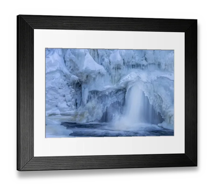 Framed Print : USA, Minnesota, Lake Superior. Partially frozen waterfall and pool Framed Print : USA, Minnesota, Lake Superior. Partially frozen waterfall and pool