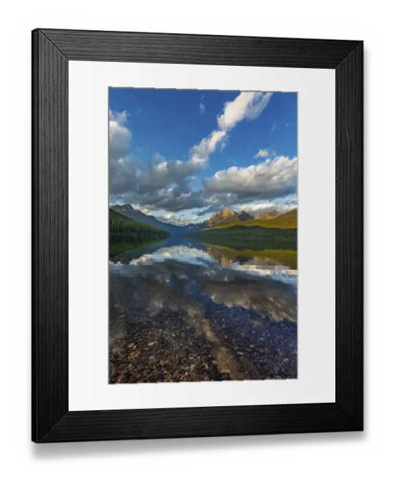 Framed Print : Late afternoon at Bowman Lake in Glacier National Park, Montana, USA Framed Print : Late afternoon at Bowman Lake in Glacier National Park, Montana, USA