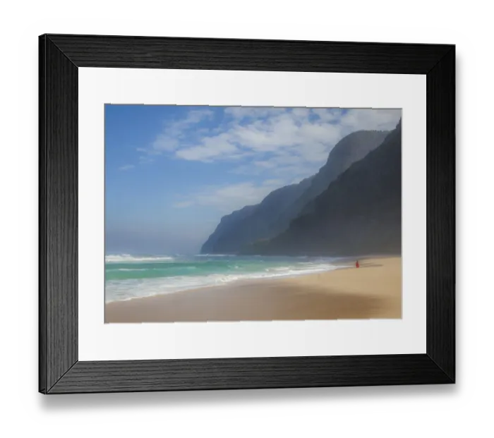 Framed Print : USA, Hawaii, Kauai, Polihale State Park walking along the beach Framed Print : USA, Hawaii, Kauai, Polihale State Park walking along the beach