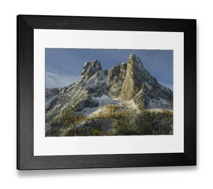 Framed Print : Liberty Bell Mountain and Early Winters Spires seen from Washington State Pass Overlook