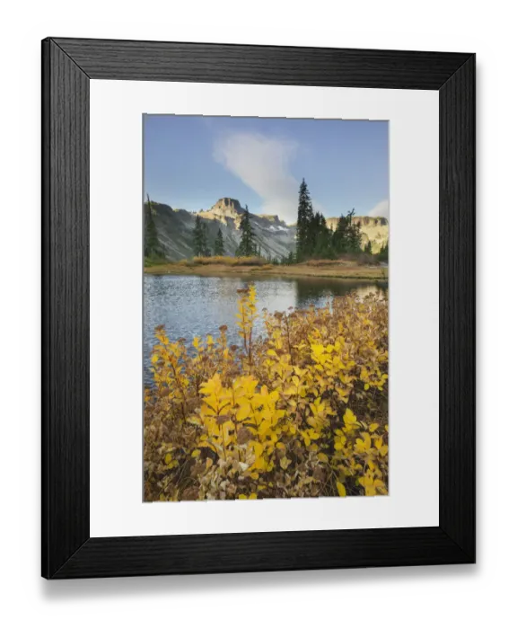 Framed Print : Heather Meadows in autumn. Table Mountain is in the distance Framed Print : Heather Meadows in autumn. Table Mountain is in the distance