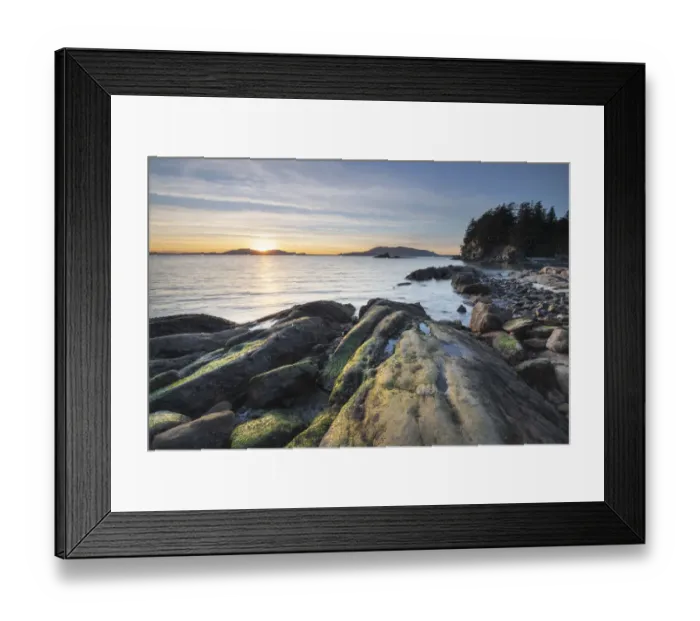 Framed Print : Sunset at Wildcat Cove, looking out to Samish Bay and the San Juan Islands