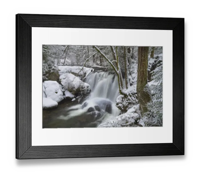 Framed Print : Whatcom Falls after fresh dusting of winter snow. Whatcom Falls City Park, Bellingham Framed Print : Whatcom Falls after fresh dusting of winter snow. Whatcom Falls City Park, Bellingham
