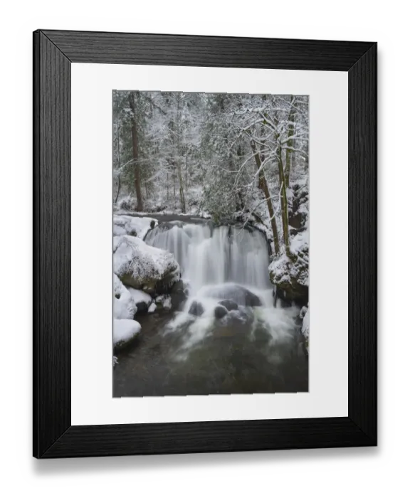 Framed Print : Whatcom Falls after fresh dusting of winter snow. Whatcom Falls City Park, Bellingham Framed Print : Whatcom Falls after fresh dusting of winter snow. Whatcom Falls City Park, Bellingham