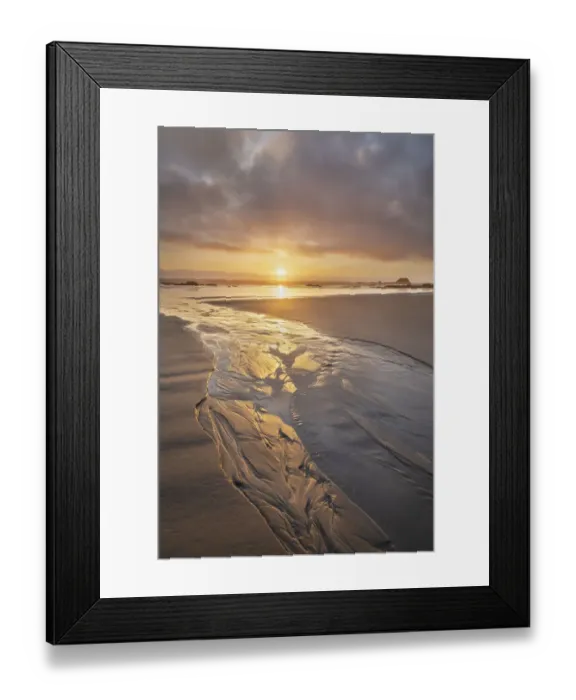 Framed Print : Stream flowing into the Pacific Ocean at sunset, Kalaloch Beach Olympic National Park Framed Print : Stream flowing into the Pacific Ocean at sunset, Kalaloch Beach Olympic National Park