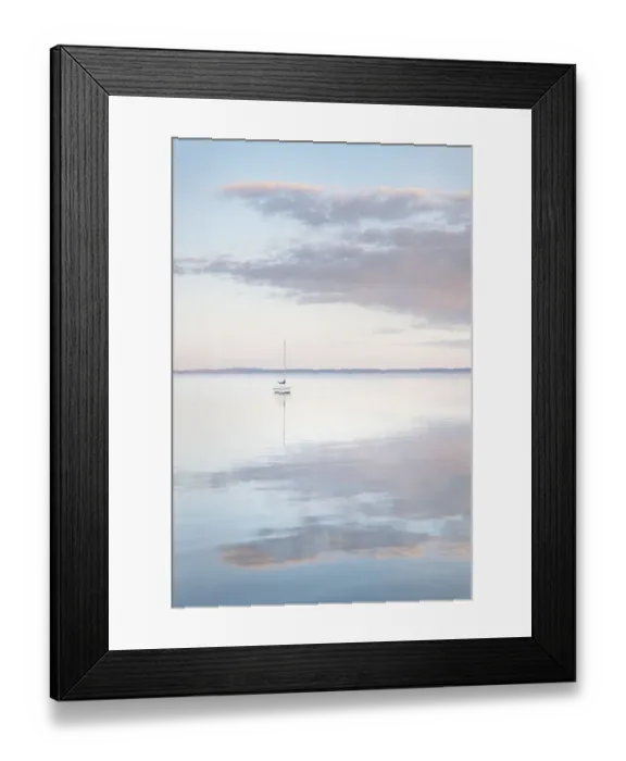 Framed Print : Sailboat and morning clouds reflected in calm waters of Bellingham Bay, Washington State Framed Print : Sailboat and morning clouds reflected in calm waters of Bellingham Bay, Washington State
