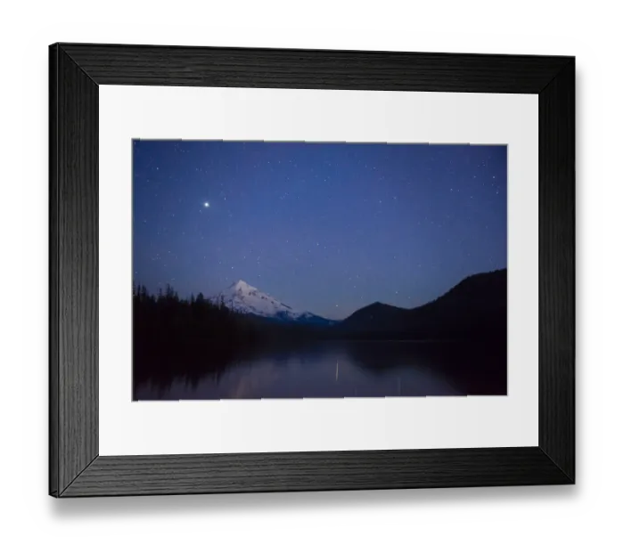 Framed Print : Mt. Hood reflecting into Lost Lake in the evening. Hood National Forest, Oregon