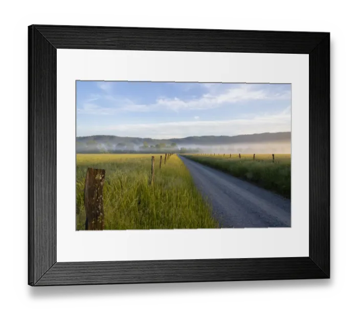 Framed Print : Hyatt Lane in fog Cades Cove Great Smoky Mountains National Park, Tennessee