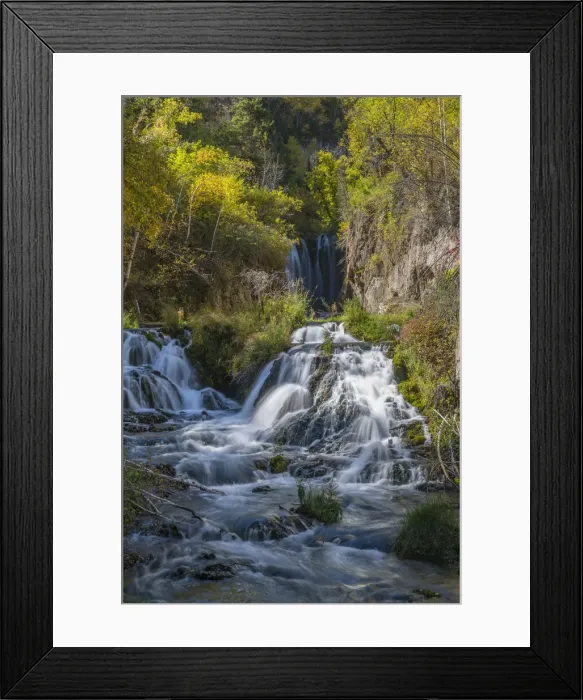 Framed Print : Vertical scenic of Roughlock Falls and autumn foliage, Spearfish Canyon, South Dakota Framed Print : Vertical scenic of Roughlock Falls and autumn foliage, Spearfish Canyon, South Dakota