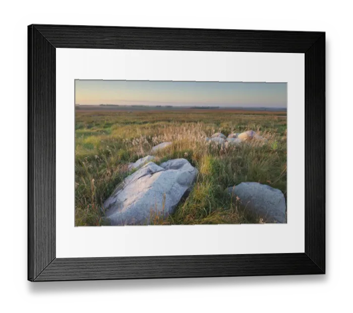 Framed Print : Boulders of quartzite in Touch the Sky Prairie, southwest, Minnesota