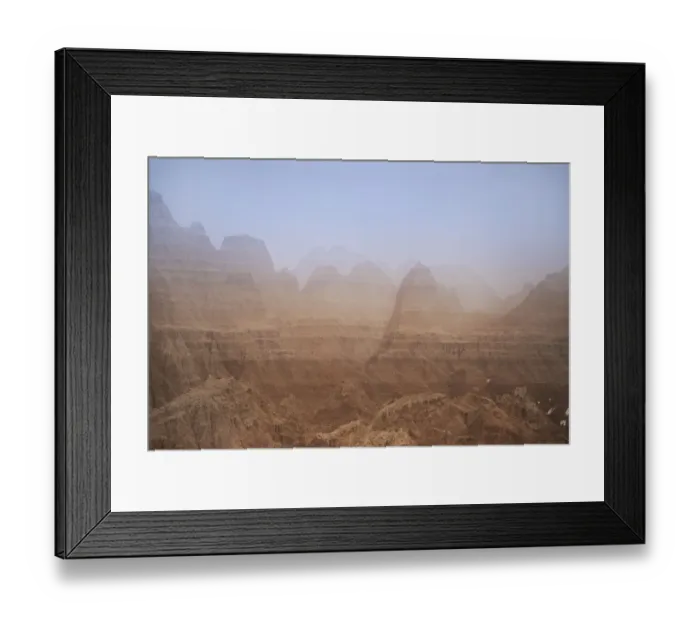Framed Print : USA, South Dakota. Fog in Badlands National Park. Credit as