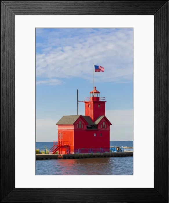 Framed Print : Holland Lighthouse (Big Red) on Lake Michigan, Holland, Michigan