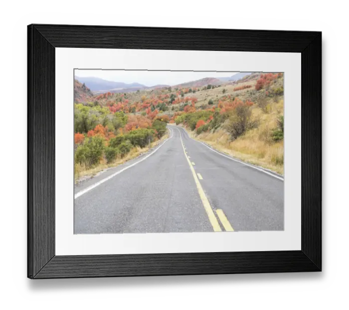 Framed Print : USA, Utah Highway 39 heading west out of Wasatch Mountains with Autumn colors Framed Print : USA, Utah Highway 39 heading west out of Wasatch Mountains with Autumn colors