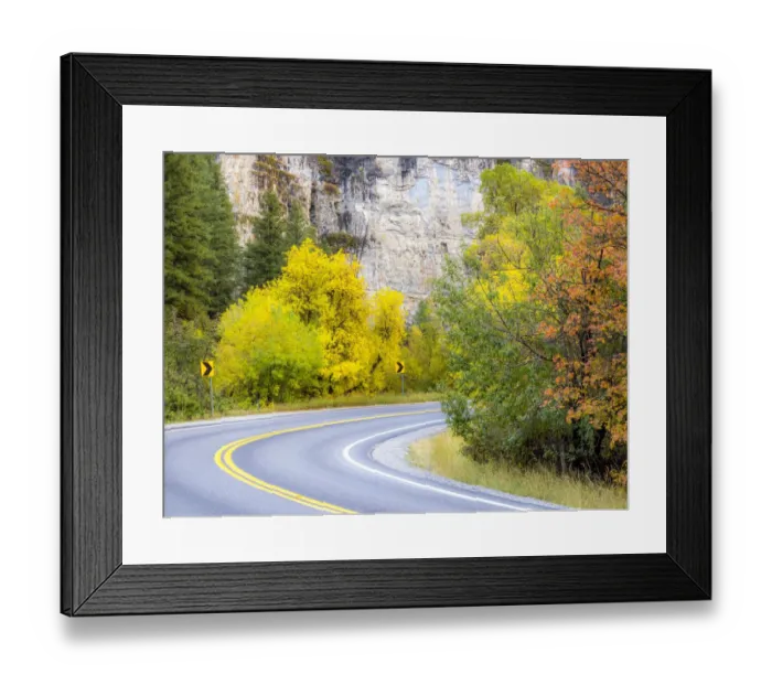 Framed Print : USA, Utah, Logan Pass and highway 89 fall color with Aspen and Maple Trees