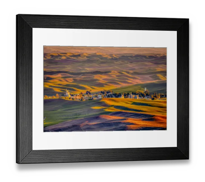 Framed Print : USA, Washington State, Palouse. Steptoe Village and farmland at sunset Framed Print : USA, Washington State, Palouse. Steptoe Village and farmland at sunset