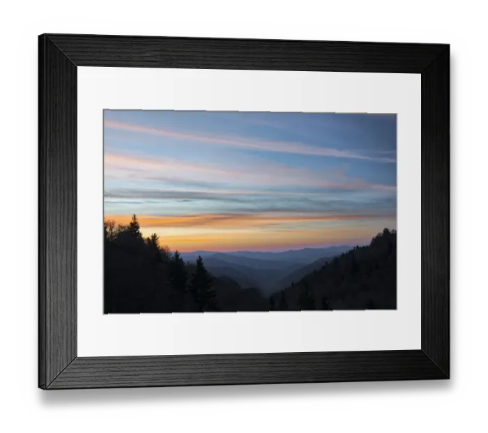 Framed Print : Sunrise, Oconaluftee River Valley, Great Smoky Mountains National Park, North Carolina Framed Print : Sunrise, Oconaluftee River Valley, Great Smoky Mountains National Park, North Carolina