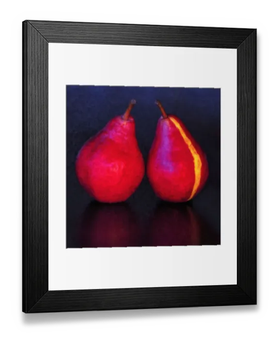 Framed Print : USA, Oregon, Coos Bay. Pair of Starkrimson pears. Credit as Framed Print : USA, Oregon, Coos Bay. Pair of Starkrimson pears. Credit as