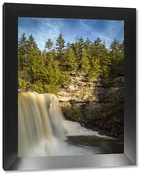 USA, West Virginia, Blackwater Falls. Waterfall landscape in winter