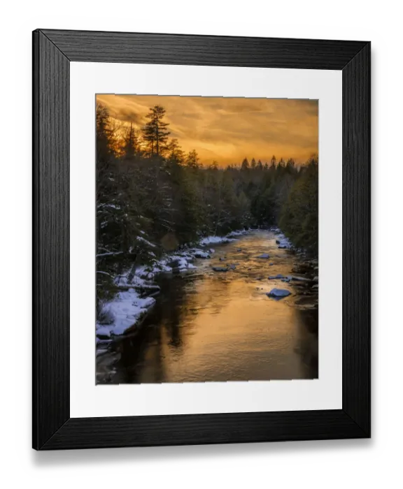 Framed Print : USA, West Virginia, Blackwater Falls. Sunset on Blackwater River landscape