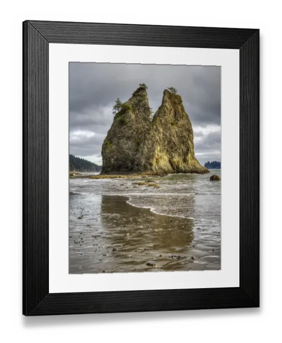 Framed Print : WA, Olympic National Park, Rialto Beach, Seastack and stormy sky Framed Print : WA, Olympic National Park, Rialto Beach, Seastack and stormy sky