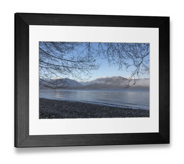 Framed Print : USA, Washington State, Seabeck. Winter morning on Hood Canal beach Framed Print : USA, Washington State, Seabeck. Winter morning on Hood Canal beach