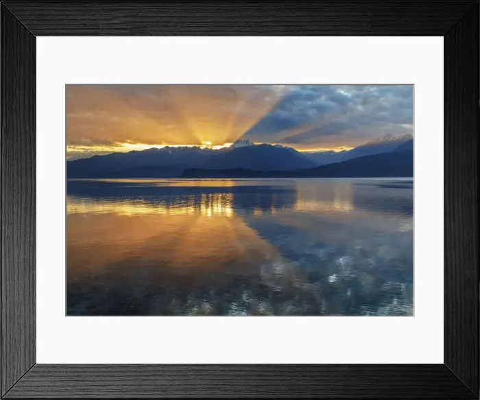 Framed Print : USA, Washington State, Seabeck. Sunset over mountains and Hood Canal Framed Print : USA, Washington State, Seabeck. Sunset over mountains and Hood Canal
