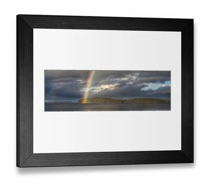 Framed Print : USA, Washington State, Seabeck. Panoramic of rainbow over Hood Canal Framed Print : USA, Washington State, Seabeck. Panoramic of rainbow over Hood Canal