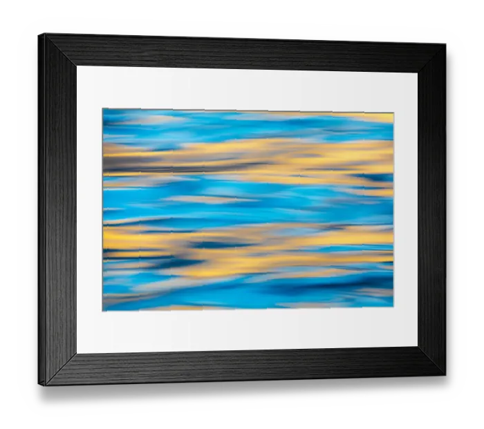 Framed Print : USA, Washington State, Seabeck. Blue and gold reflections on Hood Canal