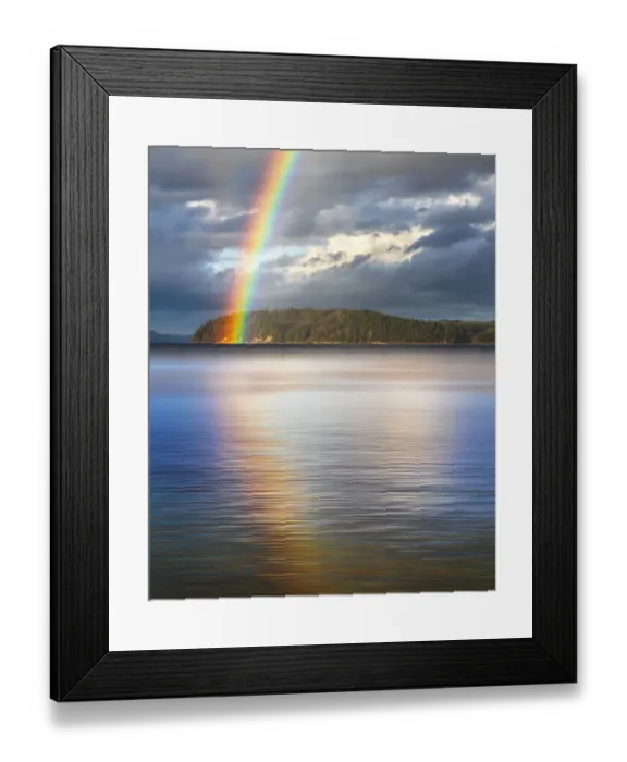 Framed Print : USA, Washington State, Seabeck. Rainbow over Hood Canal