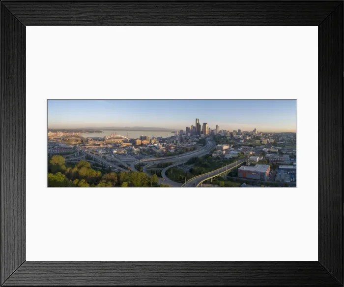 Framed Print : Sunrise view on Seattle, Elliott Bay and the Olympic Mountains as seen from Beacon Hill Framed Print : Sunrise view on Seattle, Elliott Bay and the Olympic Mountains as seen from Beacon Hill