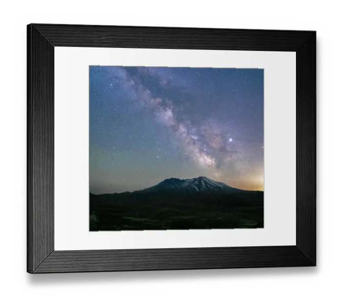Framed Print : The Milky Way rising above Mt. St. Helens, a active stratovolcano in Washington State