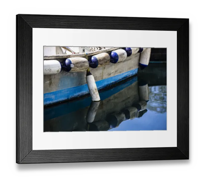 Framed Print : Anacortes, Washington State, USA, blue wooden boat Framed Print : Anacortes, Washington State, USA, blue wooden boat
