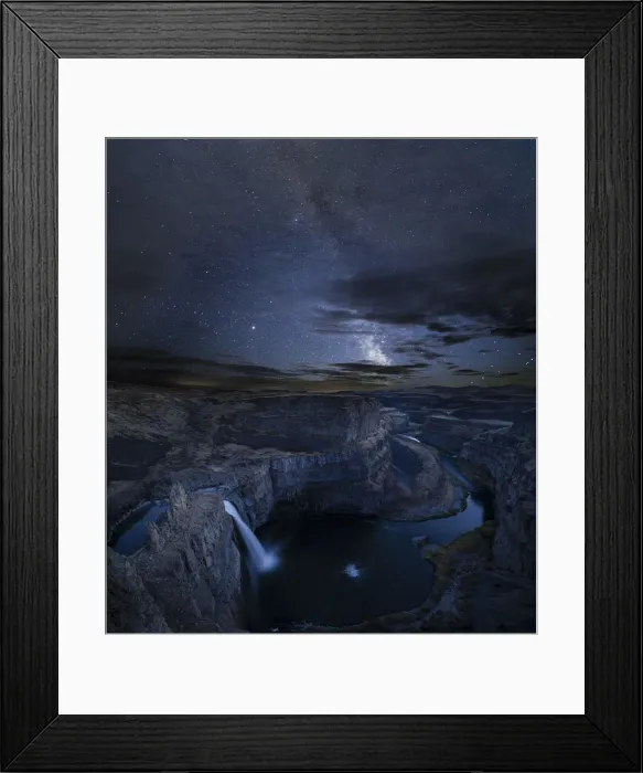 Framed Print : USA, Washington State. Palouse Falls and the Milky Way. Palouse Falls State Park