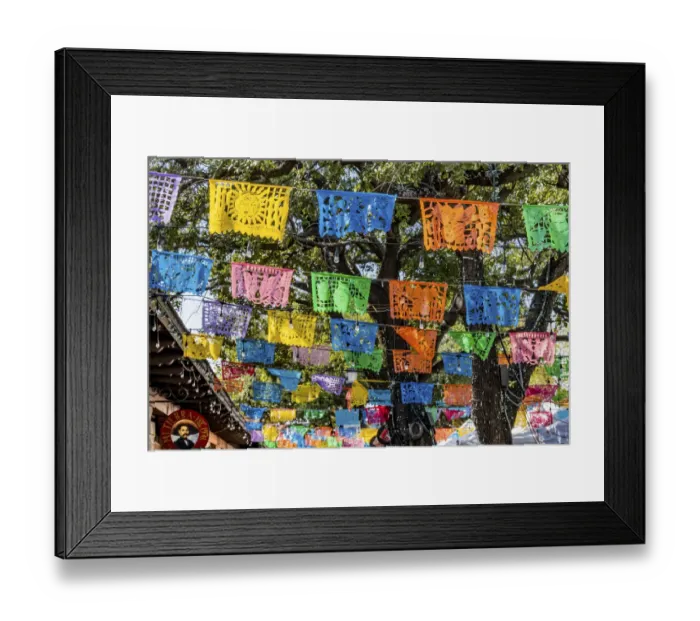 Framed Print : Mexican Market Square, Flags Symbols christmas paper decorations, San Antonio, Texas Framed Print : Mexican Market Square, Flags Symbols christmas paper decorations, San Antonio, Texas