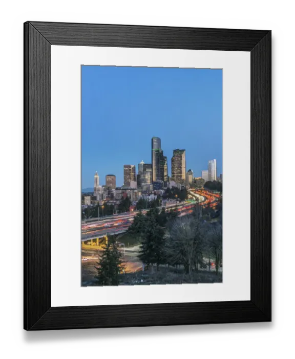 Framed Print : Washington State, Seattle. I-5 and Downtown Framed Print : Washington State, Seattle. I-5 and Downtown