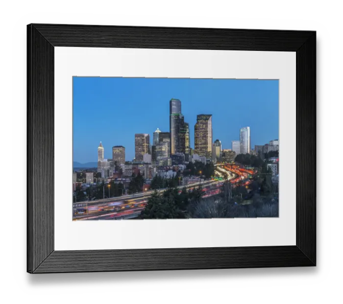Framed Print : Washington State, Seattle. I-5 and Downtown Framed Print : Washington State, Seattle. I-5 and Downtown