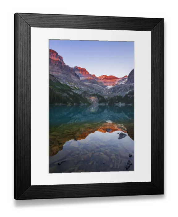 Framed Print : Evening light on Mount Huber above Lake O hara, Yoho National Park, British Columbia