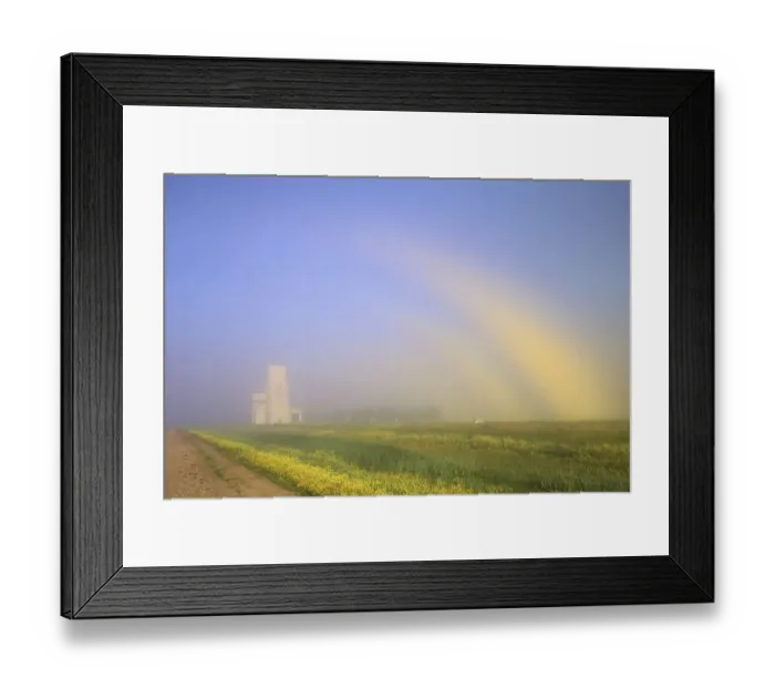 Framed Print : Canada, Manitoba, Culross. Fogbow and grain elevator