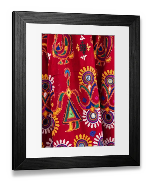 Framed Print : India, Gujarat, Bhuj, Great Rann of Kutch, Ahir Tribe. An example of the colorful Framed Print : India, Gujarat, Bhuj, Great Rann of Kutch, Ahir Tribe. An example of the colorful