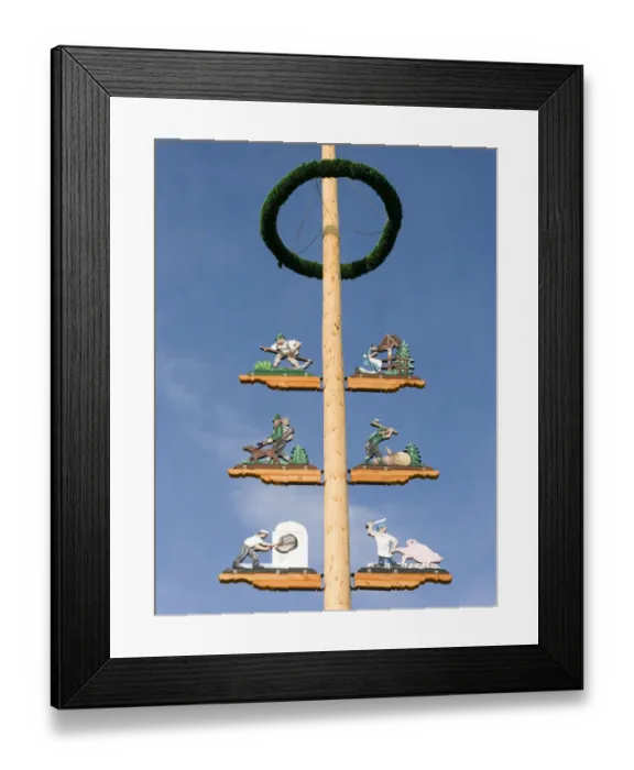 Framed Print : Traditional Bavarian maypole (Maibaum). Village Sachrang in the Chiemgau in the Bavarian Framed Print : Traditional Bavarian maypole (Maibaum). Village Sachrang in the Chiemgau in the Bavarian