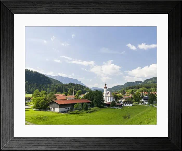 Framed Print : Church Sankt Michael. Village Sachrang in the Chiemgau in the Bavarian alps Framed Print : Church Sankt Michael. Village Sachrang in the Chiemgau in the Bavarian alps