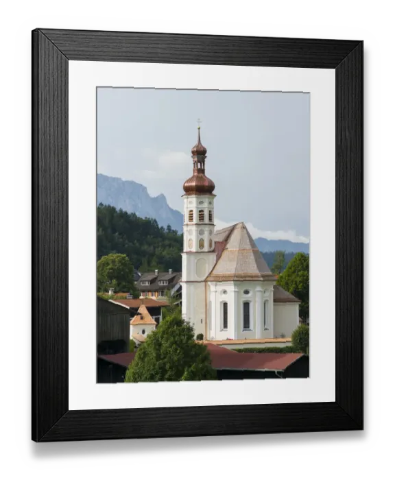 Framed Print : Church Sankt Michael. Village Sachrang in the Chiemgau in the Bavarian alps Framed Print : Church Sankt Michael. Village Sachrang in the Chiemgau in the Bavarian alps