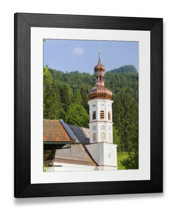 Framed Print : Church Sankt Michael. Village Sachrang in the Chiemgau in the Bavarian alps Framed Print : Church Sankt Michael. Village Sachrang in the Chiemgau in the Bavarian alps